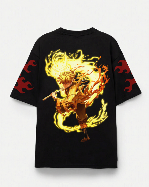 Zenitsu Flame Aura Oversized Streetwear Tee