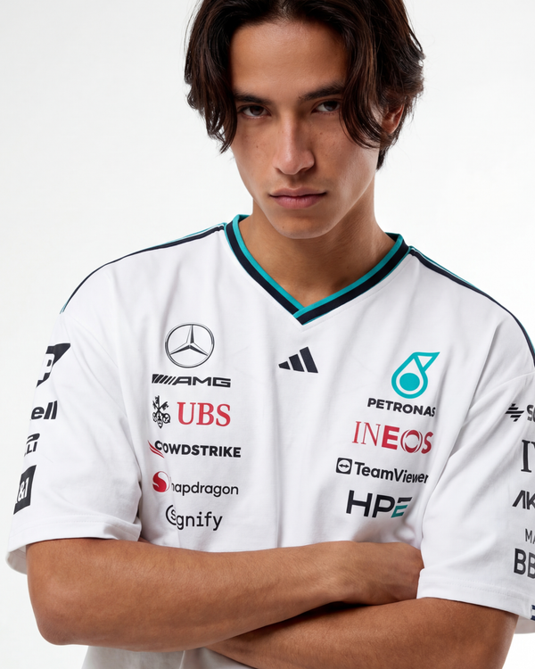 Mercedes AMG f1 Men's 2026 Authentic Driver Tee White